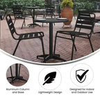 Set tavolo rotondo Emma e Oliver da 23,5" in alluminio per interni ed esterni con 2 sedie a doghe