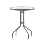 Flash Furniture Lila Tavolo Rotondo in Vetro e Metallo da 23,75" con 2 Sedie a Slat Impilabili in Alluminio e Metallo