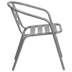 Flash Furniture Lila Tavolo Rotondo in Vetro e Metallo da 23,75" con 2 Sedie a Slat Impilabili in Alluminio e Metallo