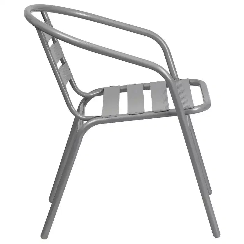Flash Furniture Lila Tavolo Rotondo in Vetro e Metallo da 23,75" con 2 Sedie a Slat Impilabili in Alluminio e Metallo