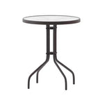 Flash Furniture Lila Tavolo Rotondo in Vetro e Metallo da 23,75" con 2 Sedie a Slat Impilabili in Alluminio e Metallo