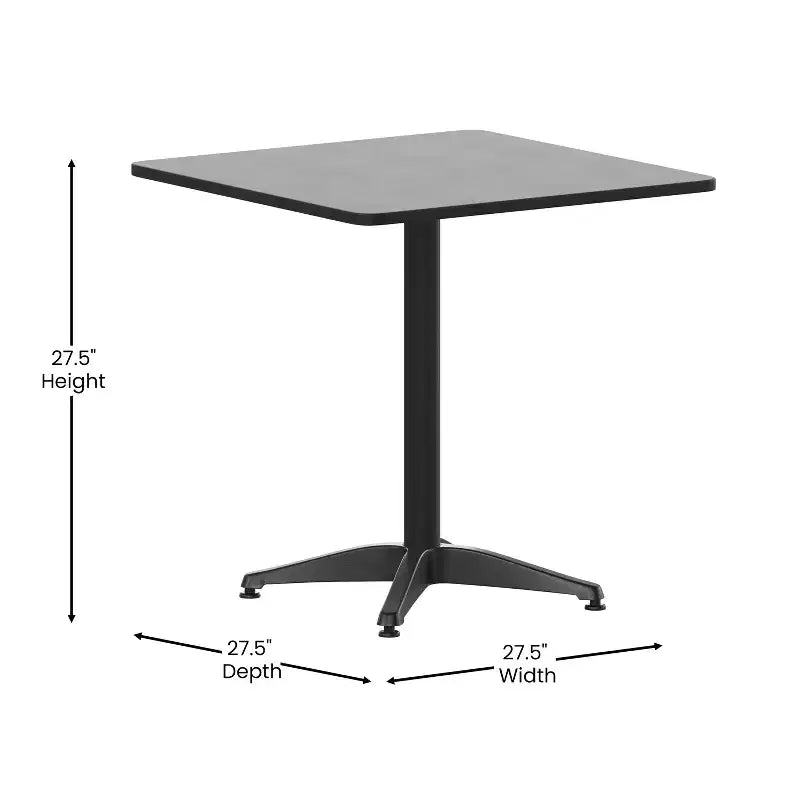 Set tavolo Emma e Oliver quadrato 27,5'' in alluminio per interni ed esterni con 2 sedie con schienale a doghe