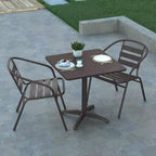 Set tavolo Emma e Oliver quadrato 27,5'' in alluminio per interni ed esterni con 2 sedie con schienale a doghe