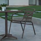 Set tavolo Emma e Oliver quadrato 27,5'' in alluminio per interni ed esterni con 2 sedie con schienale a doghe