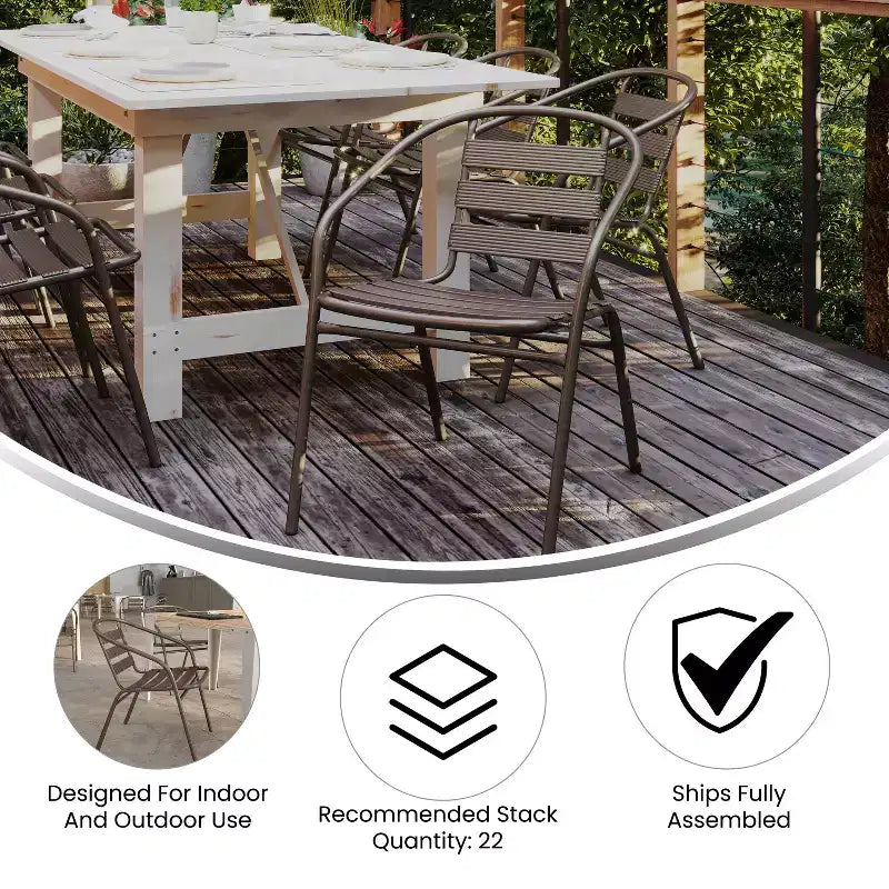 Set tavolo Emma e Oliver quadrato 27,5'' in alluminio per interni ed esterni con 2 sedie con schienale a doghe