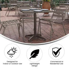 Set tavolo Emma e Oliver quadrato 27,5'' in alluminio per interni ed esterni con 2 sedie con schienale a doghe