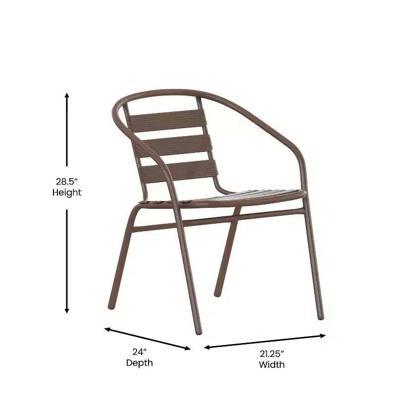 Set tavolo Emma e Oliver quadrato 27,5'' in alluminio per interni ed esterni con 2 sedie con schienale a doghe