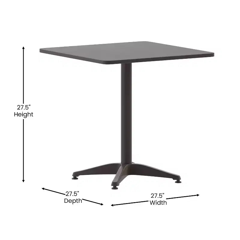 Set tavolo Emma e Oliver quadrato 27,5'' in alluminio per interni ed esterni con 2 sedie con schienale a doghe