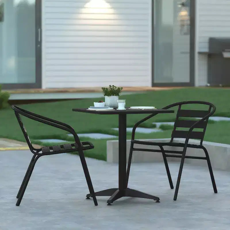 Set tavolo Emma e Oliver quadrato 27,5'' in alluminio per interni ed esterni con 2 sedie con schienale a doghe