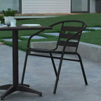 Set tavolo Emma e Oliver quadrato 27,5'' in alluminio per interni ed esterni con 2 sedie con schienale a doghe