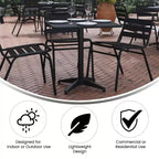 Set tavolo Emma e Oliver quadrato 27,5'' in alluminio per interni ed esterni con 2 sedie con schienale a doghe