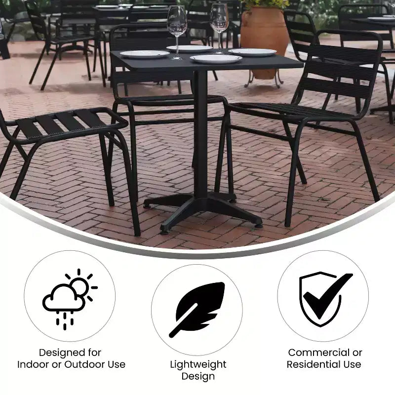 Set tavolo Emma e Oliver quadrato 27,5'' in alluminio per interni ed esterni con 2 sedie con schienale a doghe