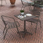 Flash Furniture Lila Set da tavolo quadrato da 23,5'' in alluminio per interni ed esterni con 2 sedie con schienale a doghe