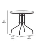 Flash Furniture Lila tavolo tondo in vetro e metallo da 31,5" con 4 sedie impilabili in metallo e alluminio a doghe