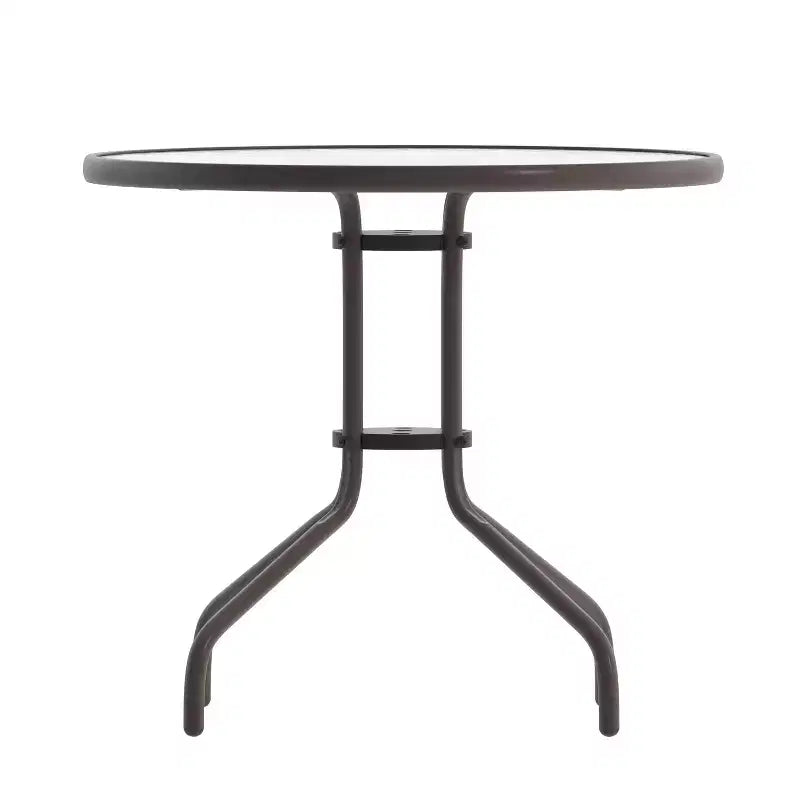 Flash Furniture Lila tavolo tondo in vetro e metallo da 31,5" con 4 sedie impilabili in metallo e alluminio a doghe