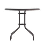 Flash Furniture Lila tavolo tondo in vetro e metallo da 31,5" con 4 sedie impilabili in metallo e alluminio a doghe