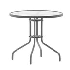 Flash Furniture Lila tavolo tondo in vetro e metallo da 31,5" con 4 sedie impilabili in metallo e alluminio a doghe
