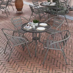 Flash Furniture Lila tavolo tondo in vetro e metallo da 31,5" con 4 sedie impilabili in metallo e alluminio a doghe