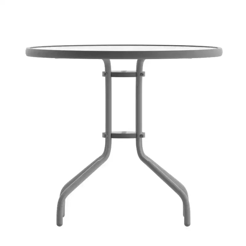 Flash Furniture Lila tavolo tondo in vetro e metallo da 31,5" con 4 sedie impilabili in metallo e alluminio a doghe