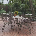 Flash Furniture Lila tavolo tondo in vetro e metallo da 31,5" con 4 sedie impilabili in metallo e alluminio a doghe