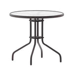 Flash Furniture Lila tavolo tondo in vetro e metallo da 31,5" con 4 sedie impilabili in metallo e alluminio a doghe