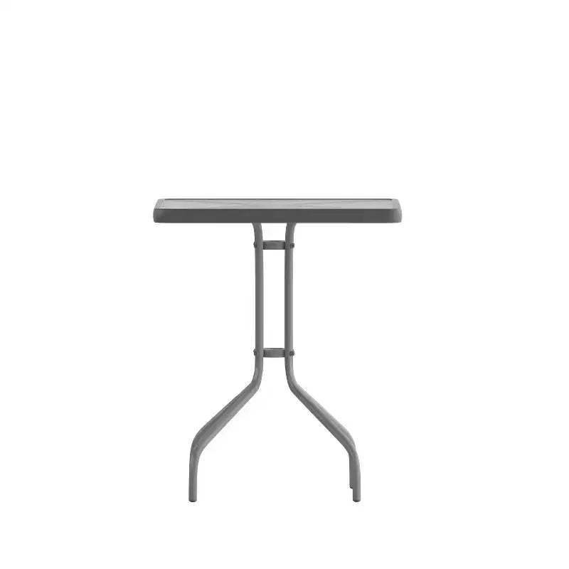 Table Emma et Oliver carrée à plateau en verre de 59,7 cm avec 2 chaises empilables à lattes en aluminium
