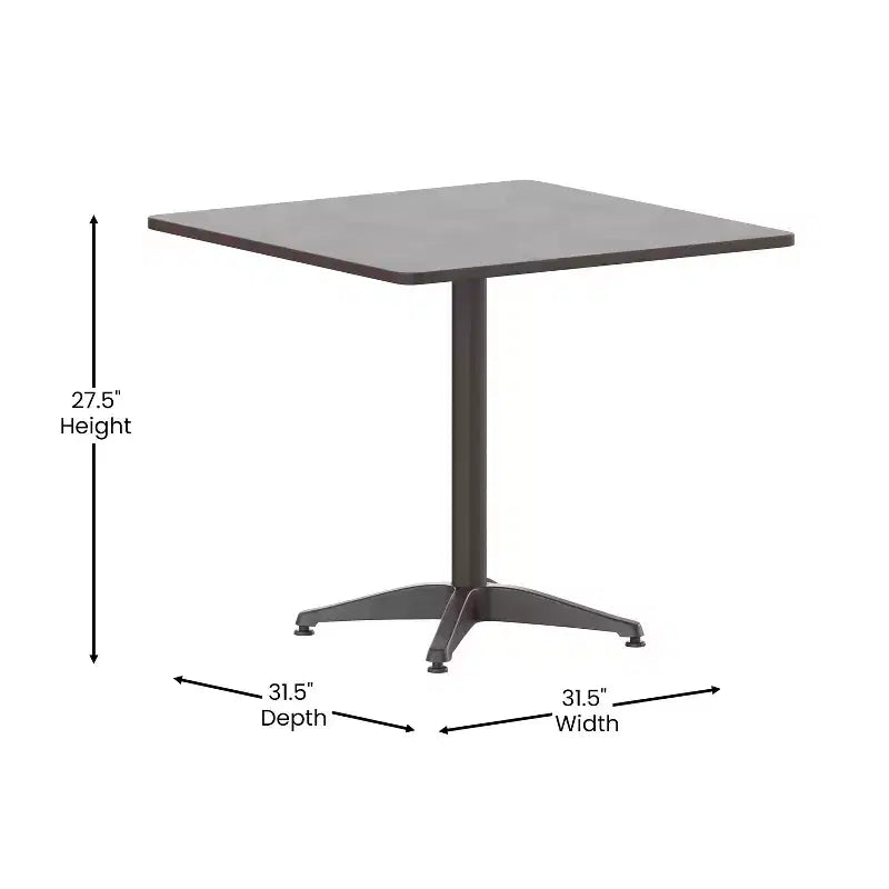 Flash Furniture Lila Ensemble de Table Carrée en Aluminium de 31,5 po pour l'Intérieur et l'Extérieur avec 4 Chaises à Dossier à Lattes