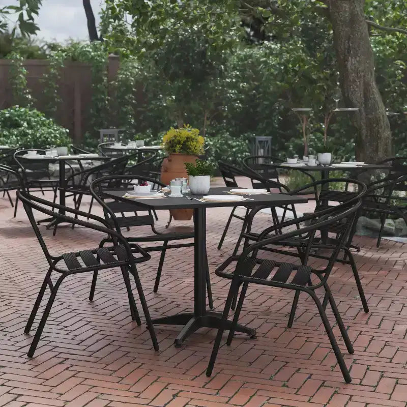 Flash Furniture Lila Ensemble de Table Carrée en Aluminium de 31,5 po pour l'Intérieur et l'Extérieur avec 4 Chaises à Dossier à Lattes