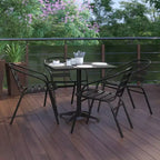 Flash Furniture Lila Ensemble de Table Carrée en Aluminium de 31,5 po pour l'Intérieur et l'Extérieur avec 4 Chaises à Dossier à Lattes