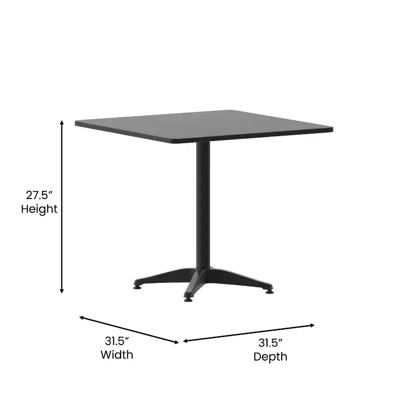 Flash Furniture Lila Ensemble de Table Carrée en Aluminium de 31,5 po pour l'Intérieur et l'Extérieur avec 4 Chaises à Dossier à Lattes