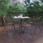 Flash Furniture Lila Ensemble de Table Carrée en Aluminium de 31,5 po pour l'Intérieur et l'Extérieur avec 4 Chaises à Dossier à Lattes