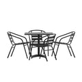 Flash Furniture Lila Ensemble de Table Carrée en Aluminium de 31,5 po pour l'Intérieur et l'Extérieur avec 4 Chaises à Dossier à Lattes