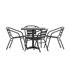 Flash Furniture Lila Ensemble de Table Carrée en Aluminium de 31,5 po pour l'Intérieur et l'Extérieur avec 4 Chaises à Dossier à Lattes