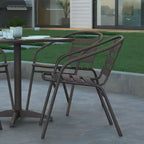 Set Tavolo Quadrato da Interno-Esterno Emma and Oliver da 31,5" in Alluminio con 4 Sedie a Doghe