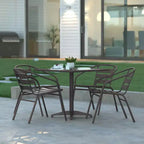 Set tavolo quadrato da 27,5'' per interni-esterni in alluminio Emma and Oliver con 4 sedie con schienale a doghe