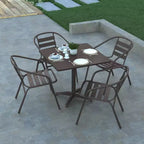 Set tavolo quadrato da 27,5'' per interni-esterni in alluminio Emma and Oliver con 4 sedie con schienale a doghe