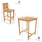 Set da bar da esterno Sunnydaze in teak a 3 pezzi - Marrone