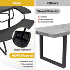 Costway Table de pique-nique ronde d'extérieur 8 places avec 4 bancs et trou pour parasol Noir/Gris/Vert/Blanc