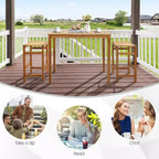 Costway Ensemble de Table de Bar 7 pièces en Bois d'Acacia Table à Manger Rectangulaire 45" et 6 Tabourets de Bar