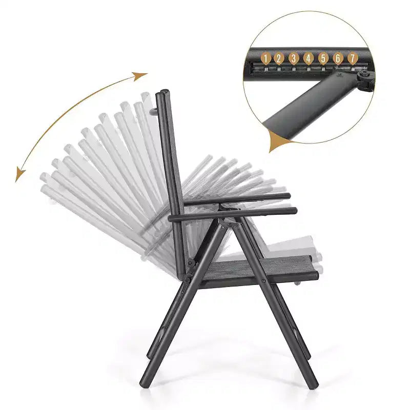 Captiva Designs set da pranzo da esterno, 9 pezzi, tavolo quadrato spazioso con piano a doghe in metallo e foro per ombrellone e 8 sedie reclinabili pieghevoli