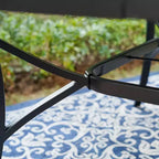 Captiva Designs set da pranzo da esterno, 9 pezzi, tavolo quadrato spazioso con piano a doghe in metallo e foro per ombrellone e 8 sedie reclinabili pieghevoli
