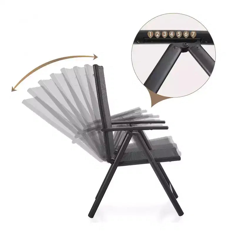 Captiva Designs set da pranzo da esterno, 9 pezzi, tavolo quadrato spazioso con piano a doghe in metallo e foro per ombrellone e 8 sedie reclinabili pieghevoli