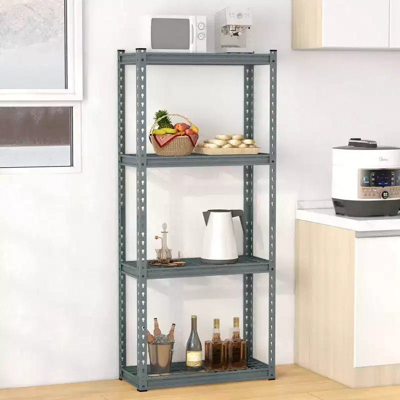 1/2/3/4 PEZZI Scaffale Metallico a 4 Ripiani Carico Pesante Scaffale per Stoccaggio in Filo Metallico con Piedini Antiscivolo Grigio