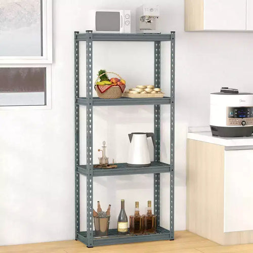 1/2/3/4 PEZZI Scaffale Metallico a 4 Ripiani Carico Pesante Scaffale per Stoccaggio in Filo Metallico con Piedini Antiscivolo Grigio