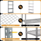 1/2/3/4 PEZZI Scaffale Metallico a 4 Ripiani Carico Pesante Scaffale per Stoccaggio in Filo Metallico con Piedini Antiscivolo Grigio