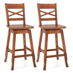 Costway 2 PCS 24/30 Counter/Bar Height Stool Rubber Wood Swivel Bar Stool with Inclined Backrest Walnut