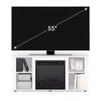 Mobile TV con camino, mobile multiuso per TV, armadietto consolle per TV con ripiano aperto per TV fino a 55 pollici, bianco