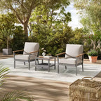 SONGMICS HOME Collection Sencillo - Ensemble de mobilier de patio 3 pièces, 2 chaises longues et 1 table basse, Mobilier d'extérieur, Gris et Beige