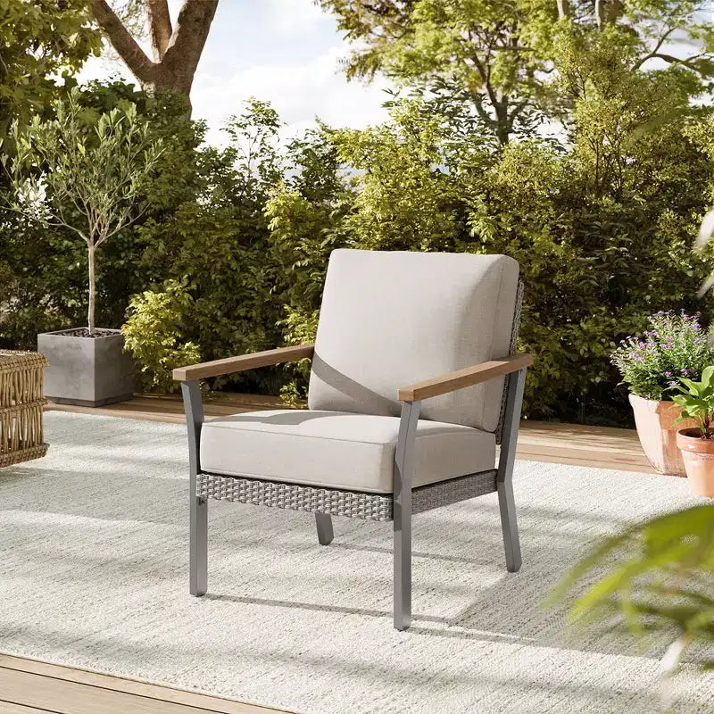 SONGMICS HOME Collection Sencillo - Ensemble de mobilier de patio 3 pièces, 2 chaises longues et 1 table basse, Mobilier d'extérieur, Gris et Beige