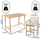 Set da bar da esterno JONATHAN Y Porto Modern Coastal a 3 pezzi in legno di acacia con cuscini